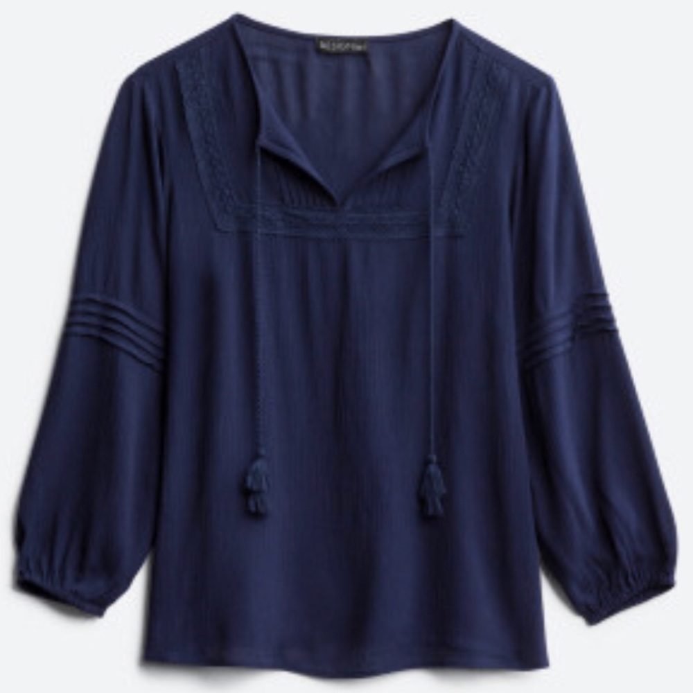 Carsie Navy Crochet Detail Top